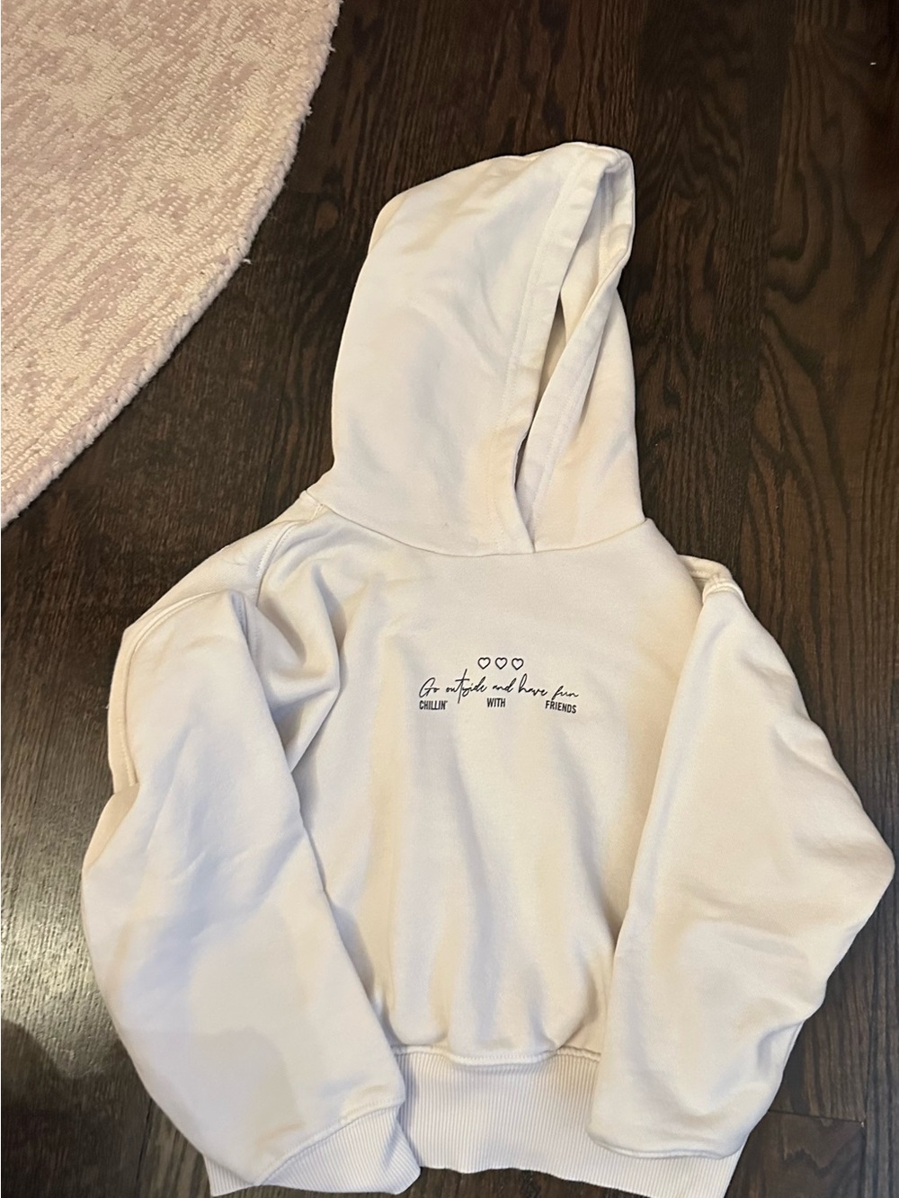Zara Cream Hooded Cropped Sweatshirt and sweatpant.